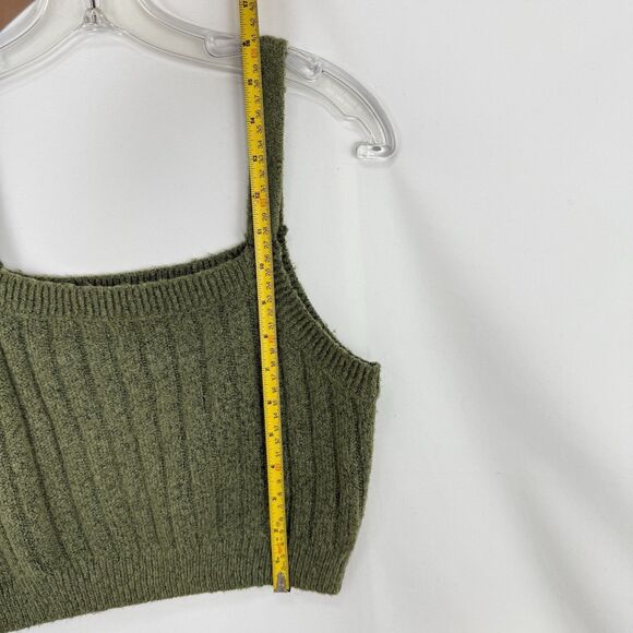 Wild Fable Ribbed Green Cropped Sweater Tank Top Blouse Small Boho Women’s - Picture 8 of 13